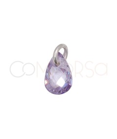 Sterling Silver 925 Floating Lilac Teardrop Pendant 4 x 6 mm