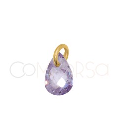 Gold-plated Sterling Silver 925 Floating Lilac Teardrop Pendant 6 mm