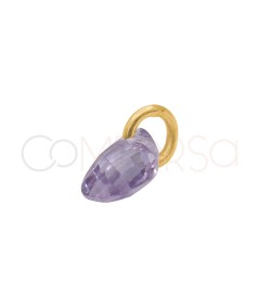 Gold-plated Sterling Silver 925 Floating Lilac Teardrop Pendant 6 mm