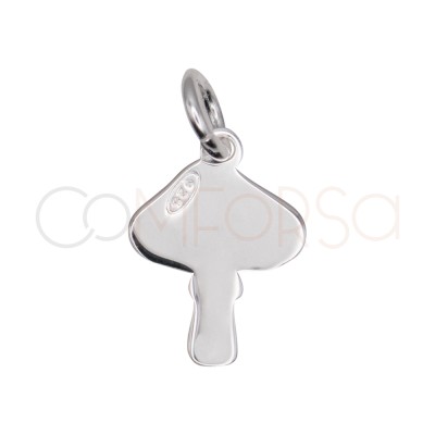 Sterling Silver 925 mini Mushroom-shaped Pendant with Steam 8.5 x 11.5 mm