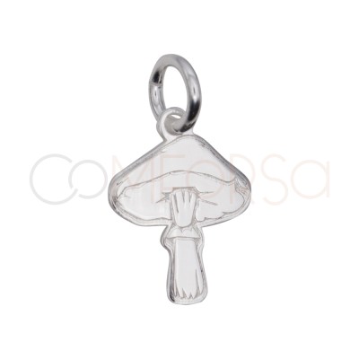 Sterling Silver 925 mini Mushroom-shaped Pendant with Steam 8.5 x 11.5 mm