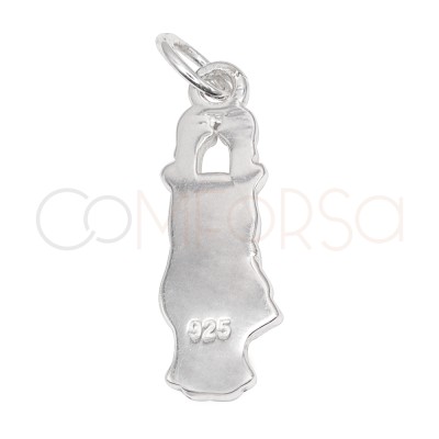 Sterling silver 925 reindeer with scarf pendant 7 x 18mm