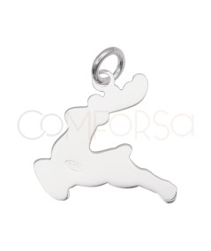 Sterling Silver 925 Christmas Reindeer Pendant 17 x 18 mm