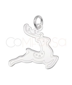 Sterling Silver 925 Christmas Reindeer Pendant 17 x 18 mm