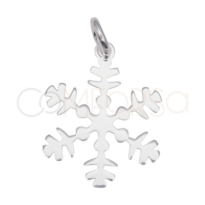 Sterling Silver 925 Snowflake Pendant Lines 13 x 15 mm