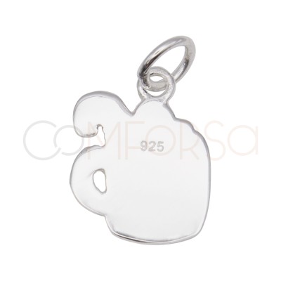 Sterling Silver 925 Hot Chocolate Mug Pendant 11 x 14 mm