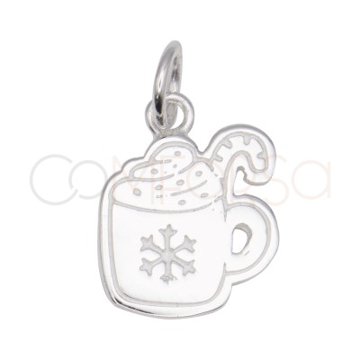 Sterling Silver 925 Hot Chocolate Mug Pendant 11 x 14 mm