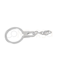 Sterling Silver 925 Keyring with Chain 25 x 67 mm