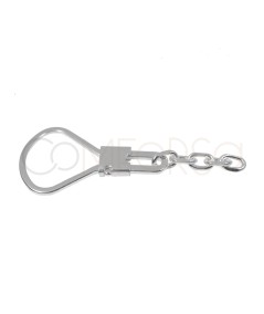 Sterling Silver 925 Keyring with Chain 25 x 73 mm