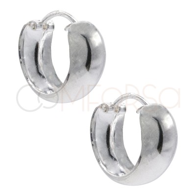 Sterling silver 925 flat curved hoop earrings with hook 14mm