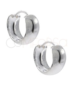 Sterling silver 925 flat curved hoop earrings with hook 14mm