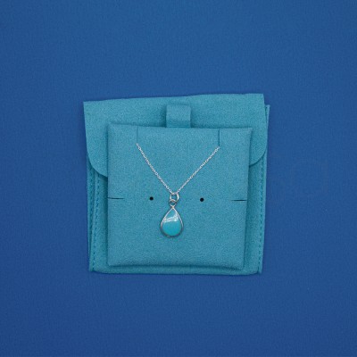 Aqua Green Velvet Pouch for Jewellery Storage