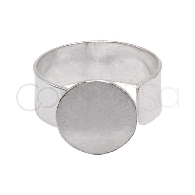 Sterling Silver 925 Adjustable Plate Ring 11 mm