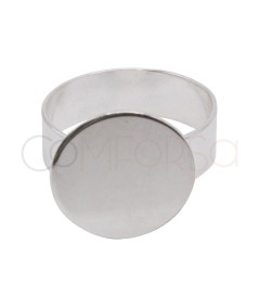 Sterling Silver 925 Adjustable Plate Ring 15 mm