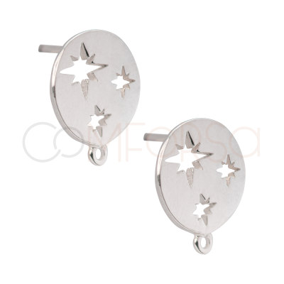 Gold-plated sterling silver 925 polar star earrings with jump ring 12mm