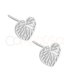 Gold-plated Sterling Silver 925 Cut-out Monstera Leaf Earrings 10 x 10 mm