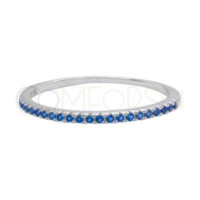 Sterling Silver 925 Ring with Sapphire-coloured Zirconia