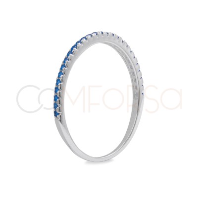 Sterling Silver 925 Ring with Sapphire-coloured Zirconia