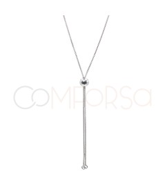 Sterling Silver 925 Box Chain with Bead 60 cm