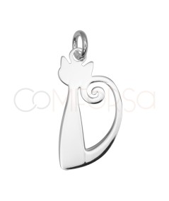 Sterling Silver 925 Milo the Cat Pendant 10.3 x 20 mm