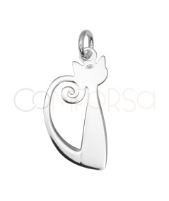 Sterling Silver 925 Milo the Cat Pendant 10.3 x 20 mm