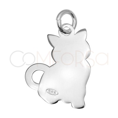 Sterling Silver 925 Cat Pendant 12.3 x 16 mm