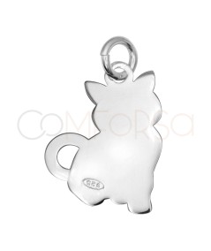 Sterling Silver 925 Cat Pendant 12.3 x 16 mm