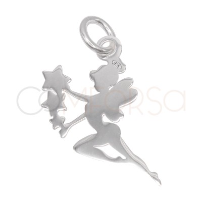 Sterling Silver 925 Kendra Fairy Pendant with Stars 10 x 18 mm