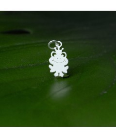 Sterling Silver 925 Frog Pendant with Crown 8.5 x 16.5 mm