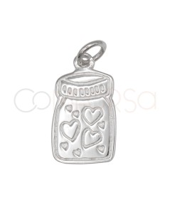 Sterling Silver 925 Jar of Hearts Pendant 10 x 15 mm