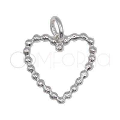 Sterling Silver 925 Beaded Heart Pendant 12 x 12 mm