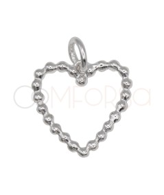 Sterling Silver 925 Beaded Heart Pendant 12 x 12 mm