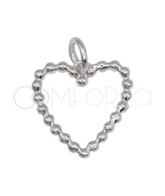 Sterling Silver 925 Beaded Heart Pendant 12 x 12 mm