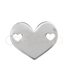 Sterling Silver 925 Heart Connector with Cut-Out Hearts 12 x 9.5 mm