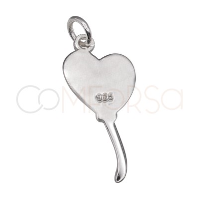 Sterling Silver 925 Heart Balloon Pendant 9.6 x 21 mm