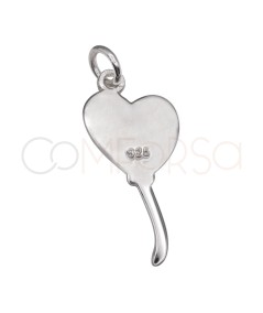 Sterling Silver 925 Heart Balloon Pendant 9.6 x 21 mm