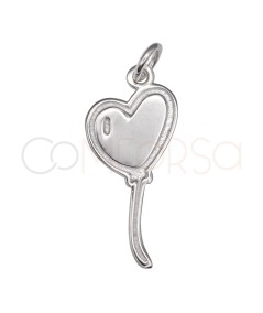 Sterling Silver 925 Heart Balloon Pendant 9.6 x 21 mm