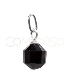 Black Spinel stones hexagon pendant 8 mm