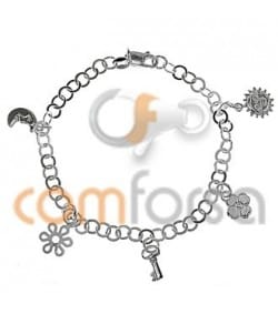 Sterling Silver 925 Bracelet with Pendants 17cm