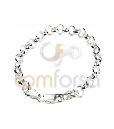 Sterling Silver 925 Round Belcher Chain Bracelet 6.5x5mm 19cm
