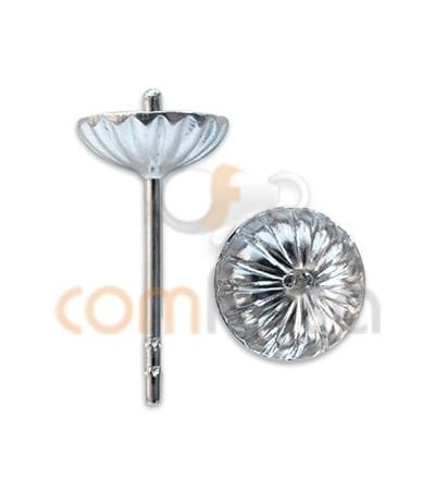 Sterling silver 925 Big corrugated cap and peg 7 mm