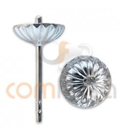 Sterling silver 925 Big corrugated cap and peg 7 mm