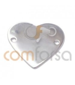 Sterling silver 925 heart connector with two holes 24 x 22 mm