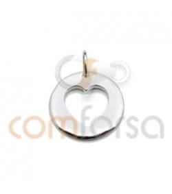 Sterling silver 925 hollow heart pendant 12.5mm