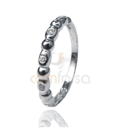 Sterling Silver 925 Fancy Ring with Zirconias & Balls