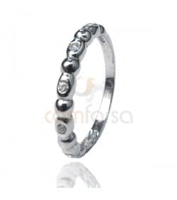 Sterling Silver 925 Fancy Ring with Zirconias & Balls