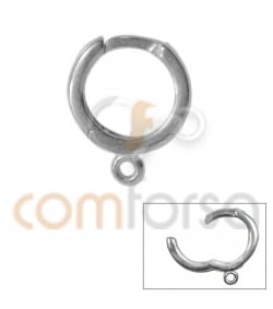 Rhodium Plated Sterling Silver 925 Hoop Earring 14mm with Jump Ring & Bar 