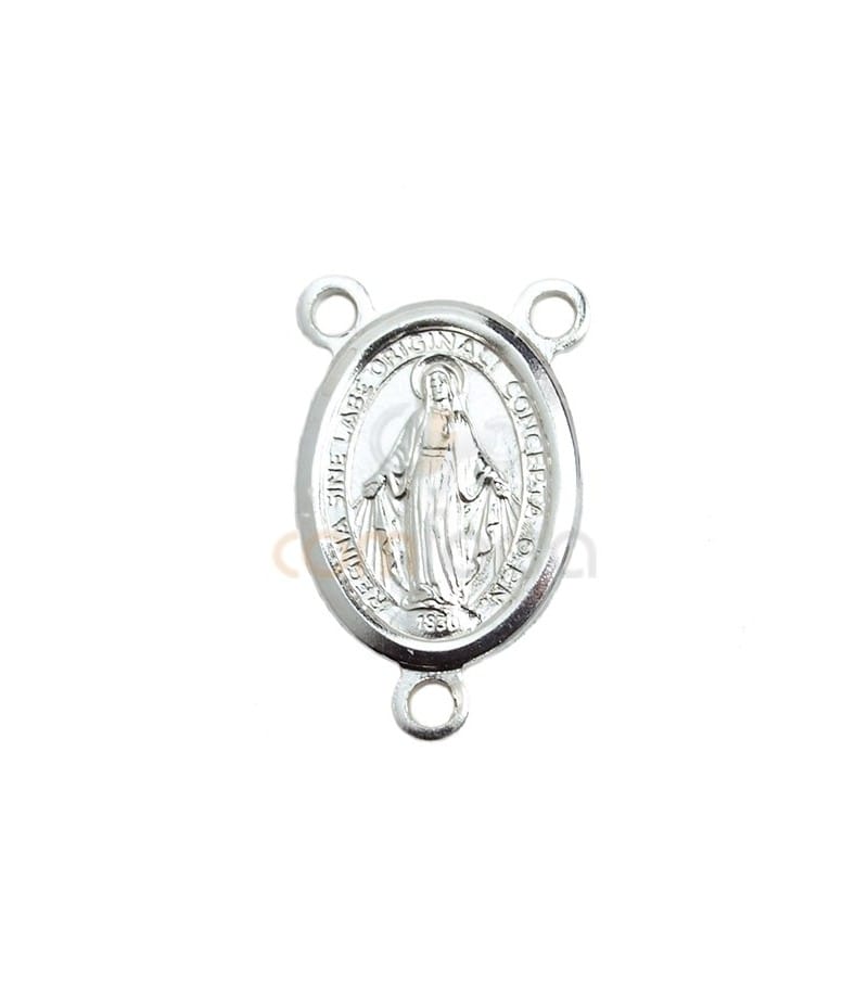 Sterling Silver 925 Miraculous Virgin Pendant 3 Jumprings 9x14mm