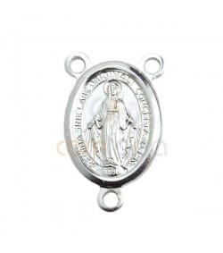 Sterling Silver 925 Miraculous Virgin Pendant 3 Jumprings 9x14mm