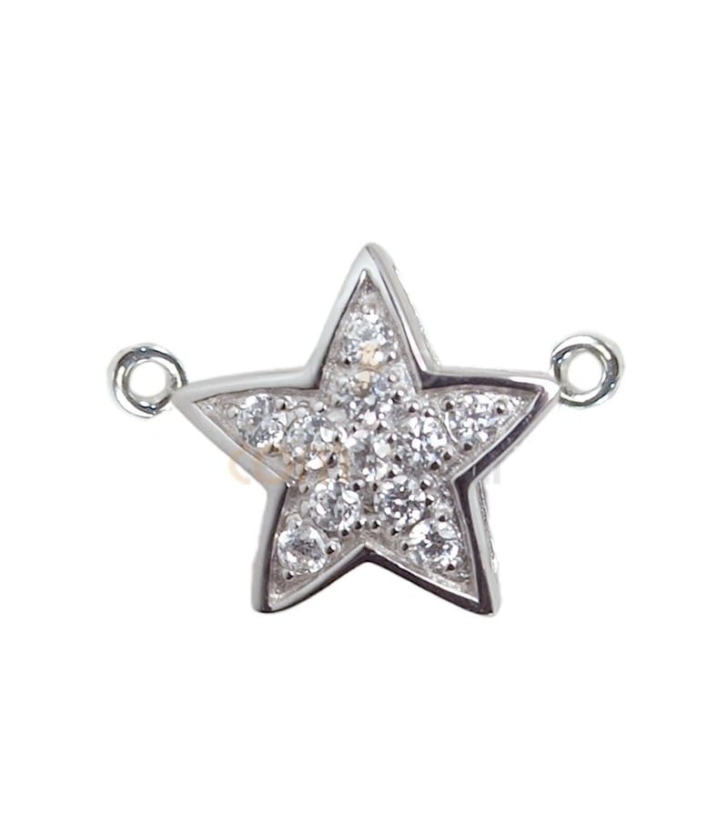 Sterling Silver 925 Zirconia Star Pendant with Double Jump Ring